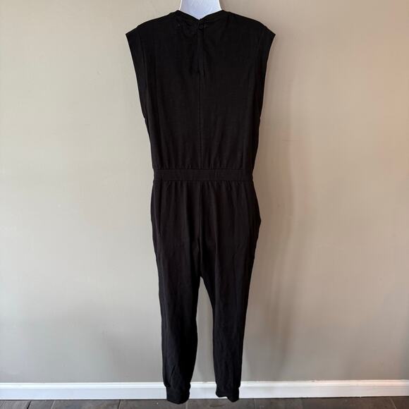 Pact NWT Relaxed Slub Muscle Tee Jumpsuit Jogger Black Sz Med Organic Cotton Eco - Picture 2 of 15